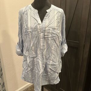Torrid Light Blue Striped Blouse